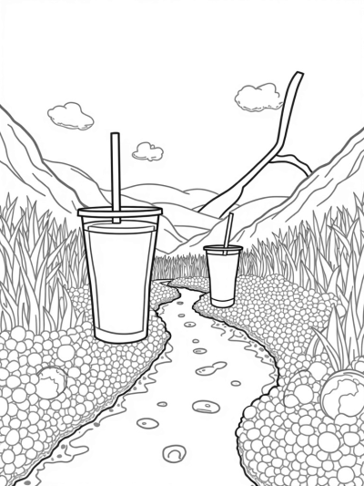 Boba Tea Garden with Oversized Tapioca Pearls