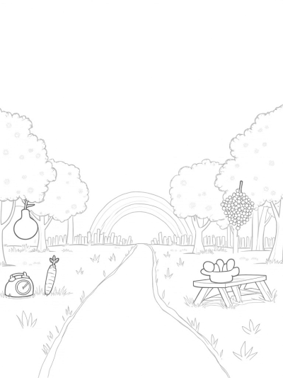 Oversized Fruit Orchard with Everyday Objects