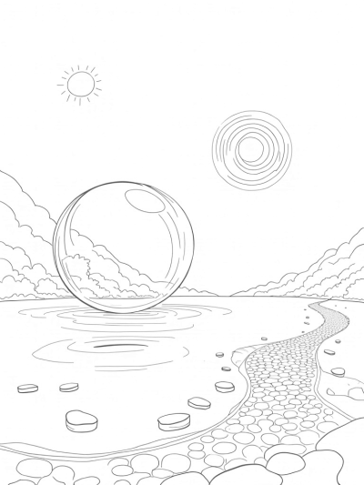 Giant Floating Bubble Above a Calm Lake