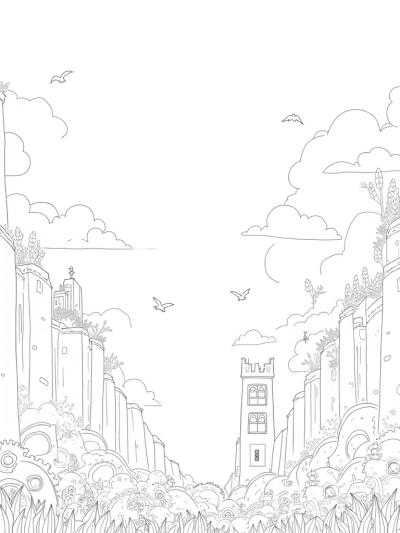 Ancient Cityscape with Titan and Gears