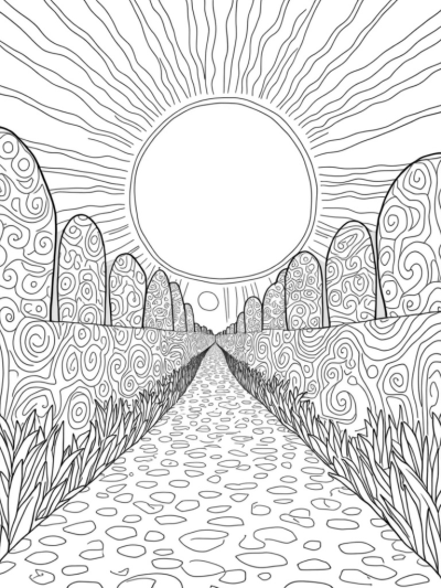 Oversized Circle Garden with Sun and Moon