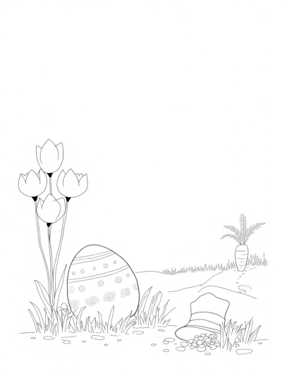 Easter Egg Surrounded by Tulips and Jellybeans