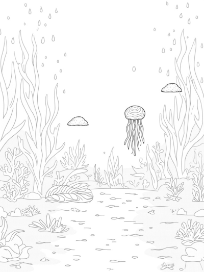 Underwater Garden with Kelp and Coral