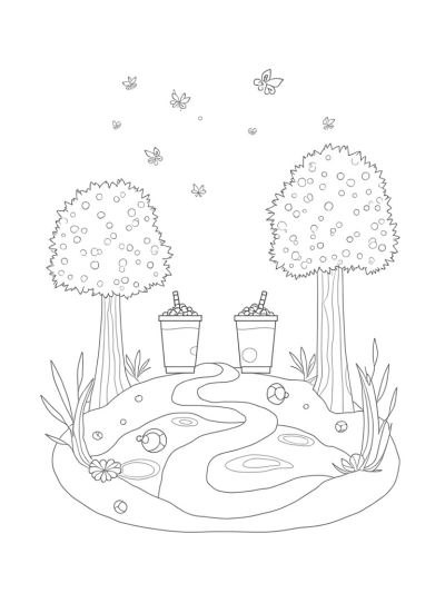 Oversized Boba Cups and a Serene Tea Garden