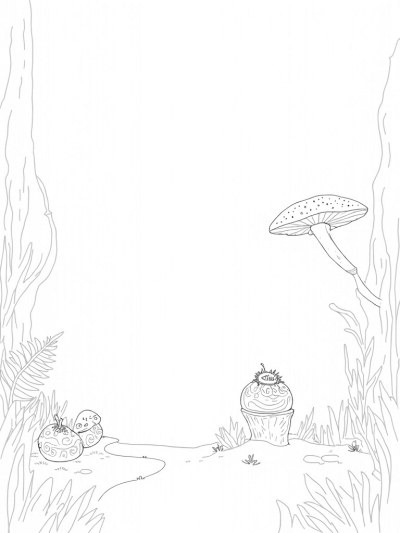 Giant Gruffalo Footprint in a Mushroom Forest Clearing