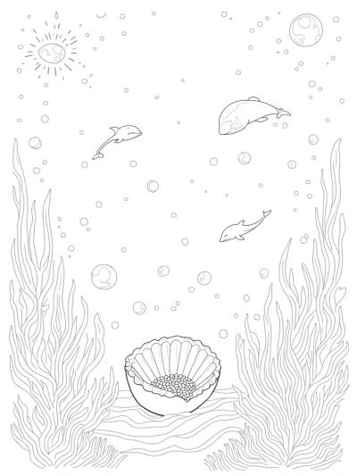 Dolphins and Coral Reef Underwater Scene