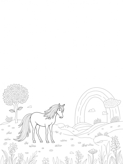 Majestic Pony in a Colorful Meadow