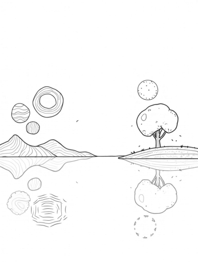 Dreamy Floating Circles Above a Tranquil Lake