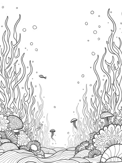 Underwater Garden with Coral City and Jellyfish