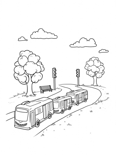 Buses Blooming into Flowers on a Colorful Street