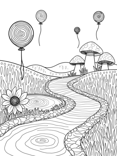 Floating Circles in a Whimsical Garden