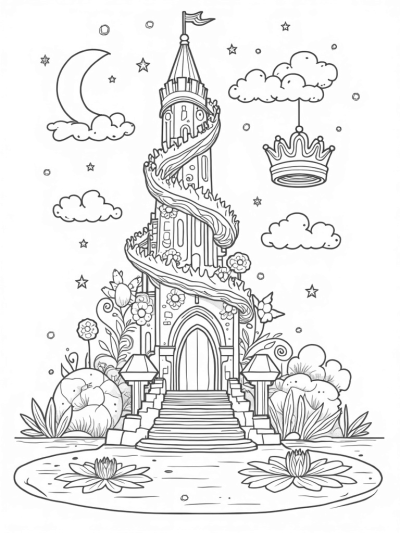 Magical Castle Tower with Floating Balcony