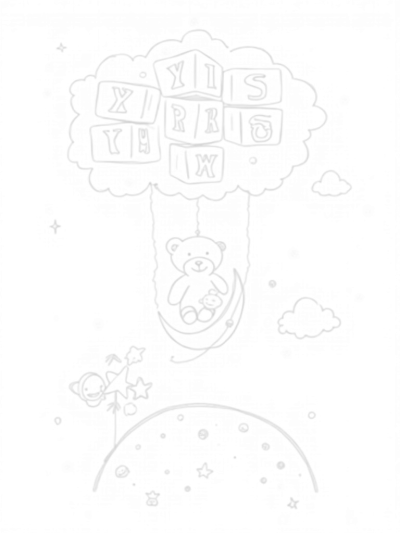 Nursery in a Pastel Sky with Baby Blocks and Teddy Bear