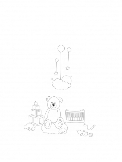 Giant Teddy Bear on a Fluffy Cloud in a Playful Nursery