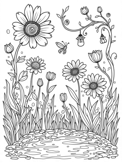 Garden of Star and Heart Flowers