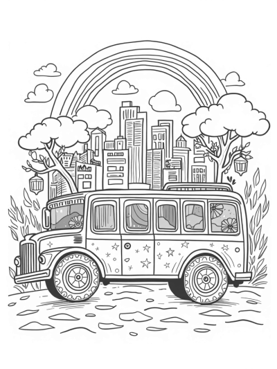 Giant Treehouse Bus in a Book City