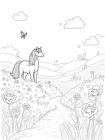 Majestic Pony in a Colorful Meadow