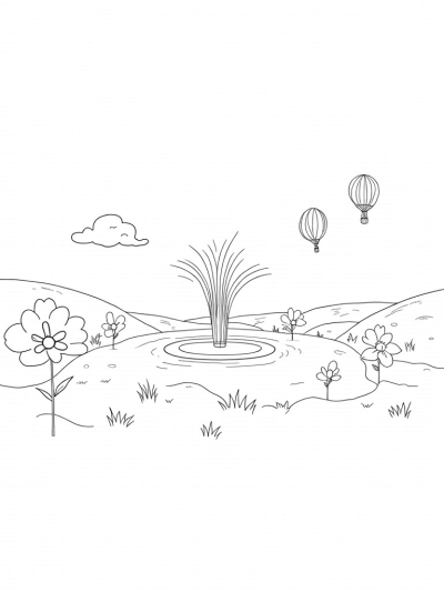 Garden of Pony Flowers and Rainbow Fountain