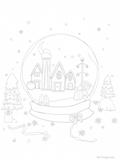 Holiday Village in a Snow Globe