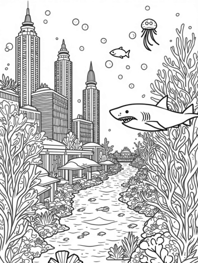 Underwater City of Shark Skyscrapers