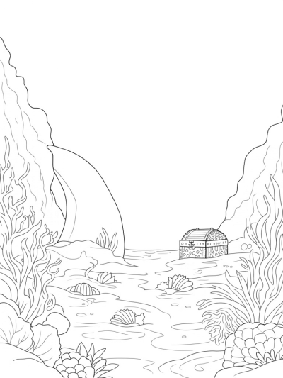 Underwater Coral Kingdom with Shark Fin