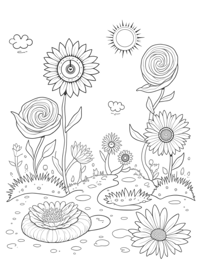 Whimsical Garden of Unique Flowers