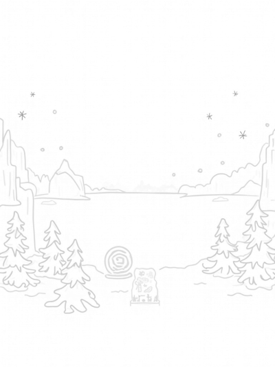 Frozen Landscape with Ice Castles and Snow Globe