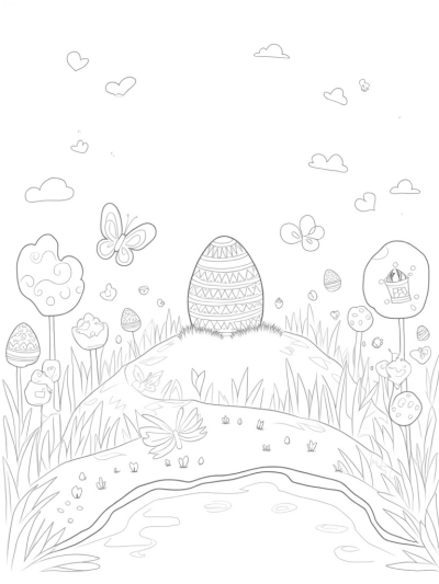 Giant Easter Egg in a Garden of Egg-Shaped Flowers