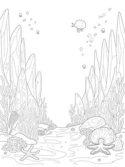 Underwater Garden with Coral Castles and Colorful Fish