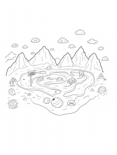 Fantasy Sports City with Giant Equipment