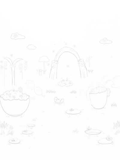 Oversized Boba Cups in a Tea Garden