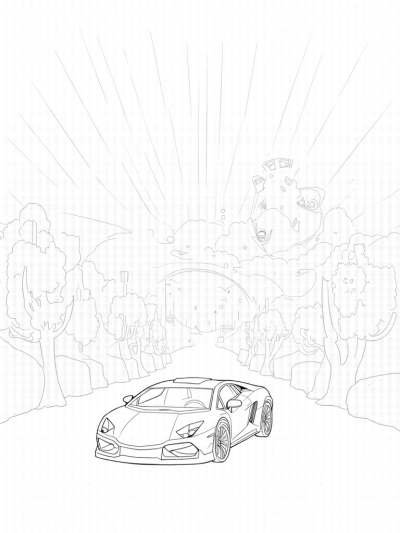 Futuristic Lamborghini in a Diamond Tunnel