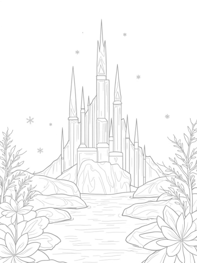 Crystalline Ice Palace with Snowflake Tree