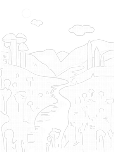 Magical Mushroom Landscape with Geometric Flowers