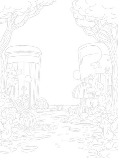 Boba Tea Garden with Giant Cups and Gummy Bear Flowers