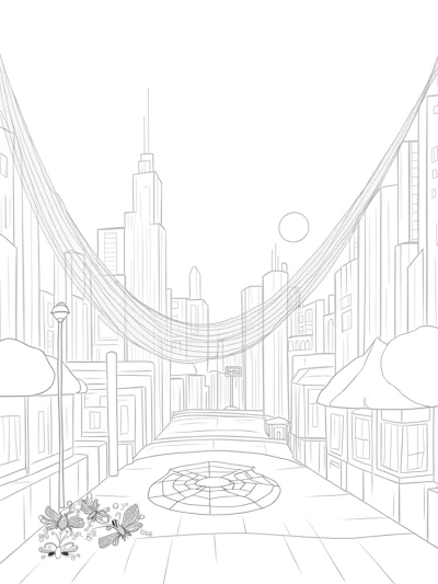 Twisted Skyscrapers and City Insects at Dusk