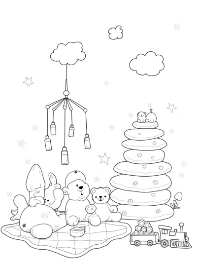 Oversized Stuffed Animals in a Cozy Nursery