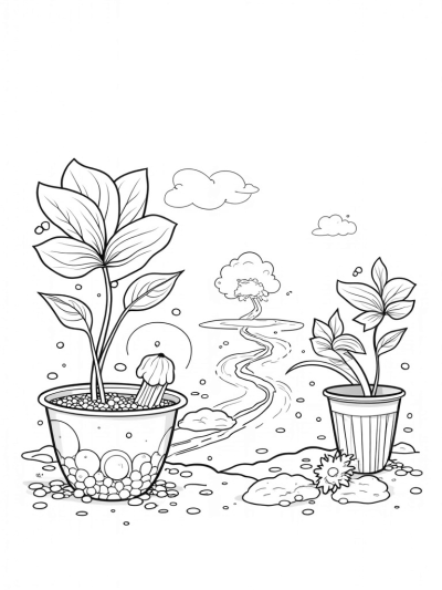 Tea Garden with Boba Cups and Bubble Tea Plants