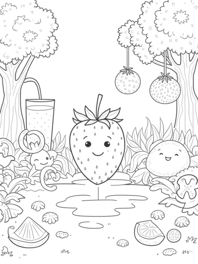 Gigantic Strawberry and Colorful Fruit Garden