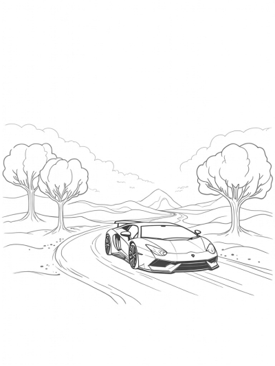Futuristic Lamborghini on a Winding Road