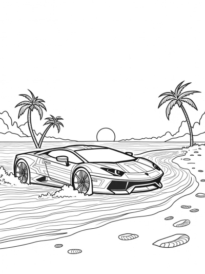 Futuristic Speedboat Lamborghini on Azure Waves