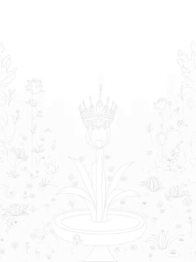 Royal Garden with Tiara Fountain and Colorful Butterflies