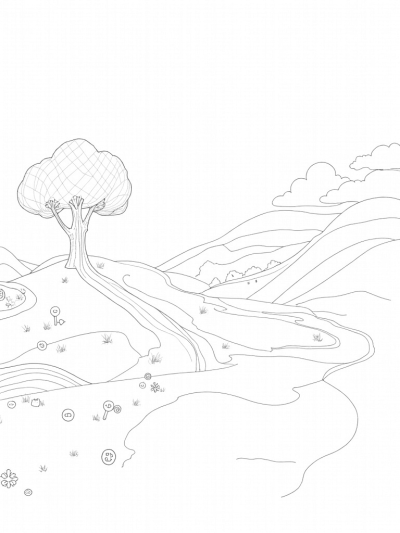 Patchwork Hills and Quilted Tree