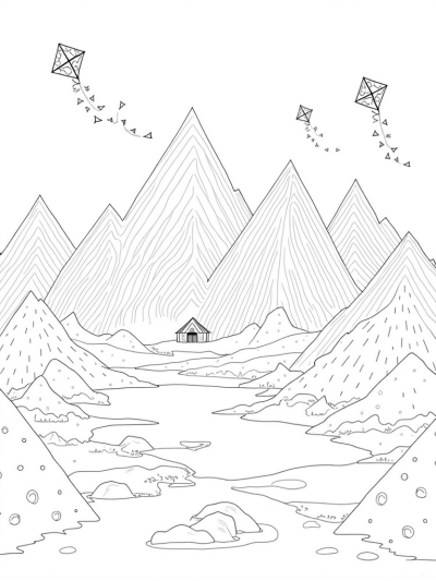 Vibrant Triangular Mountain Landscape