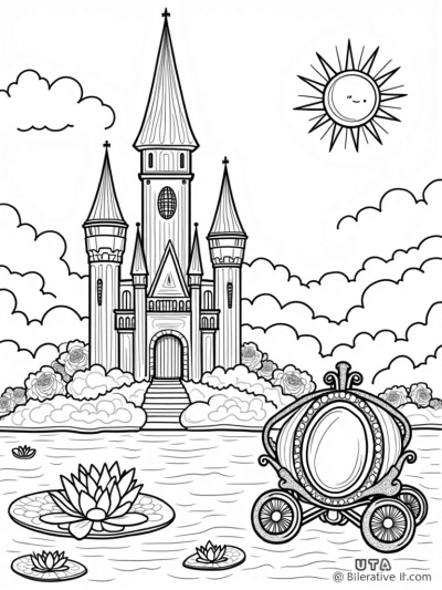 Colorful Gemstone Castle with Whimsical Carriage