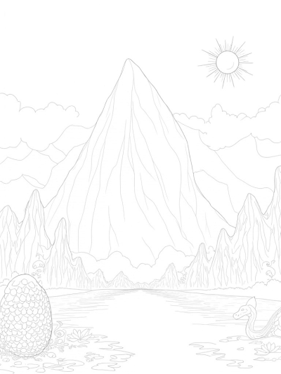 Majestic Mountain Range with Dragon Wings