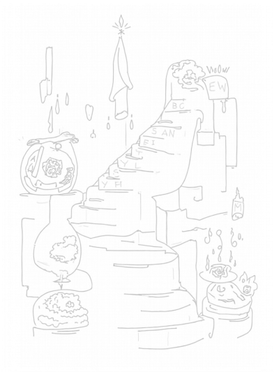 Magical Staircase of Books and Potions