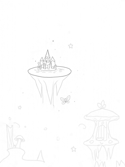 Floating Island with Crystal Trees and Butterflies