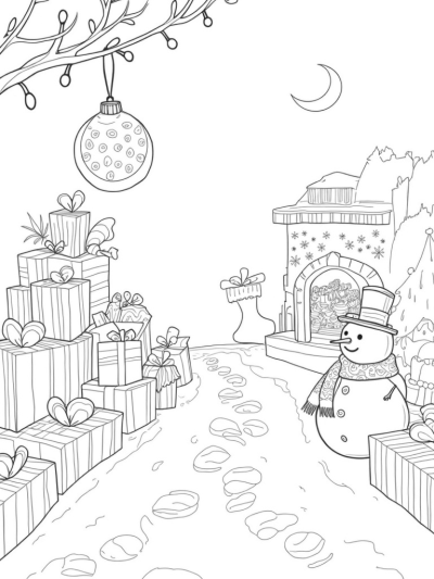 Gifts, Snowman, and a Cozy Fireplace in a Winter Wonderland