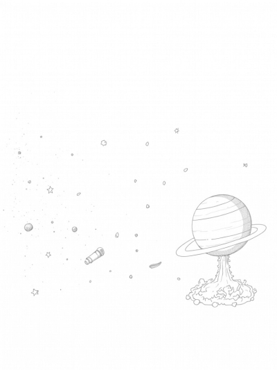 Swirling Galaxy with Giant Planets and Starry Waterfall